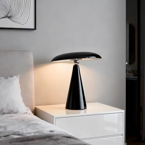 Ligrel Mushroom Lamp Mid Century Modern Table Lamp, LED Cordless Rechargeable Bedside Light, Dimmable Touch 3-Color Temp, ...