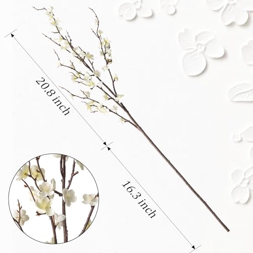 Cherica 4 Pcs Cherry Blossom Branches 39 Inch White Fake Flowers Spring Decorations for Home Decor, Artificial Flowers Lon...