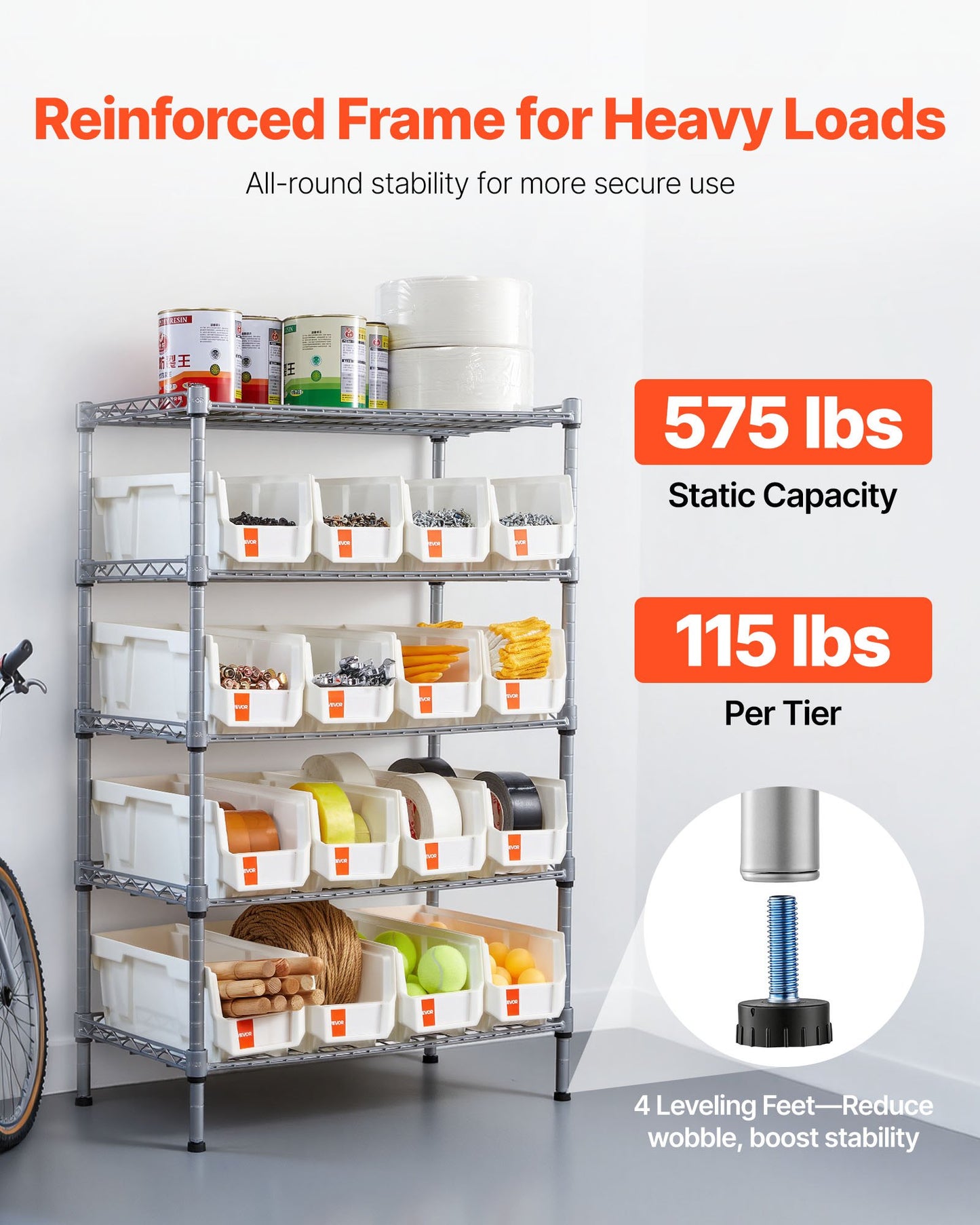 5-Tier Rolling Bin Storage Rack, 16 Organizer Bins, Bin Rack Storage Steel Wire Shelving System With Wheels, Mobile Tool Organizer For Garage, Warehouse, Office, Restaurant, Classroom, Kitchen