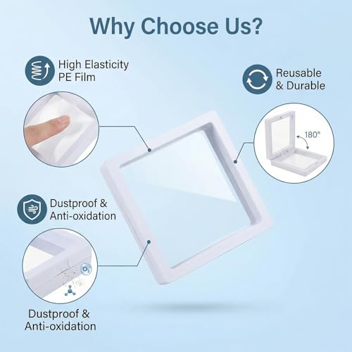 Chiegeguu 6 Pack 3D Floating Display Case, Clear Jewelry Display Box with Suspended Film, Transparent Storage Holder for R...