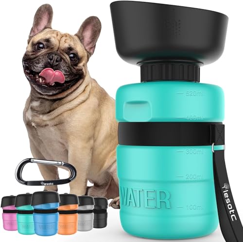 lesotc Dog Water Bottle, Portable Water Dispenser with Bowl, Leak Proof Pet Travel Squeeze Bottle, Puppy Essentials Dog St...