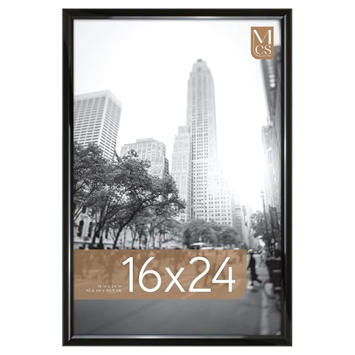 MCS Trendsetter 16x24 Poster Frame Black High-Gloss, Vertical & Horizontal Wall Hanging Large Picture Frame for Photos, Po...