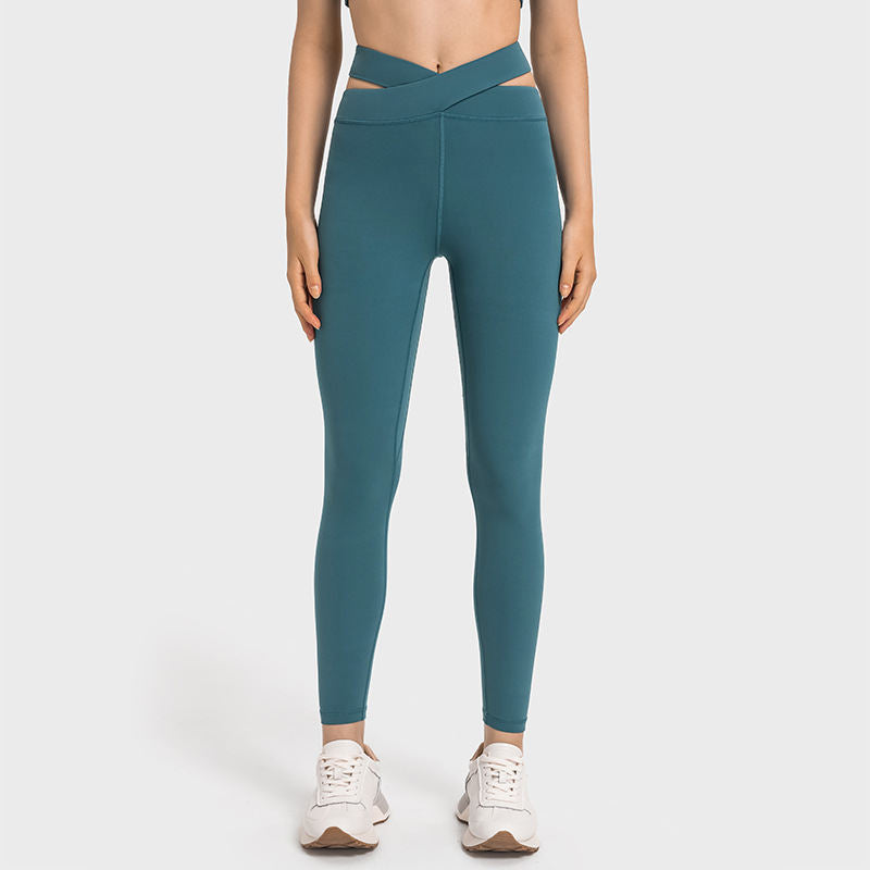 Cross Waist Head Yoga Pants Female Cutout