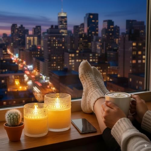 VENTA Realistic Glow Flameless Candles | Decorative Set of 2 in White Dotted Glass with Remote & Timer | Decorative Table ...