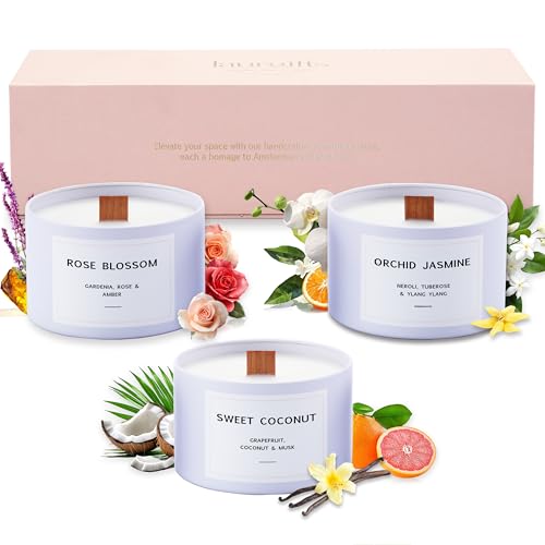 Luxury Candle Gift Set for Women – Luxury Candle Box with 3 Scented Soy Candles in Pink Box – Mother's Day, Birthday & Hou...