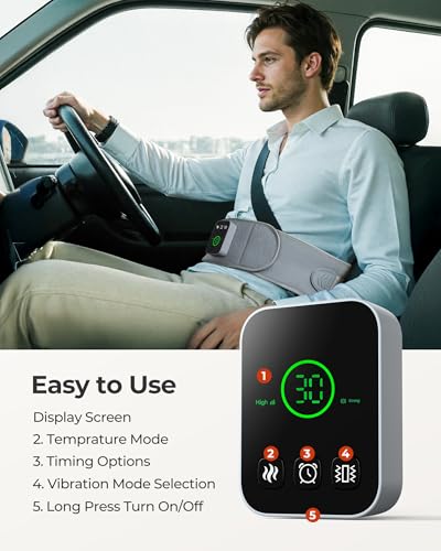 Cordless Heating Massage Pad Customizable Pain Relief with 3 Heat 3 Vibration 3 Timer Settings Wearable and Rechargeable f...