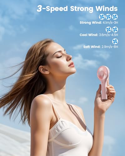 Edvision Portable Mini Fan - Powerful Personal Handheld Fan with 3 Speeds, Cute and Small, USB Rechargeable for Travel/Las...