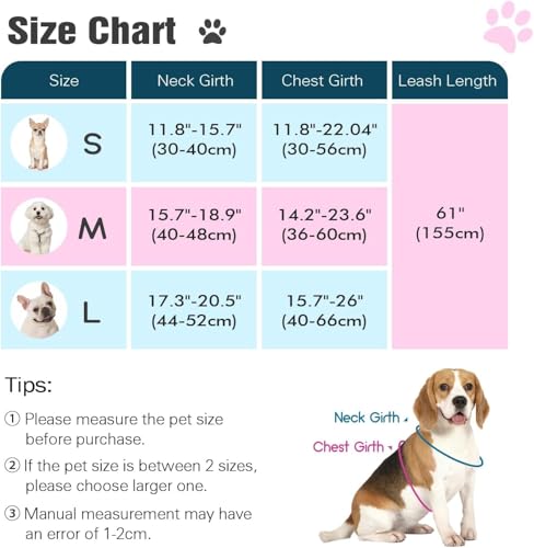 Pawaboo Small Dog Harness and Leash Set, Puppy Harness X-Frame No Pull No Choke, Dog Vest Harness Adjustable for Small Med...