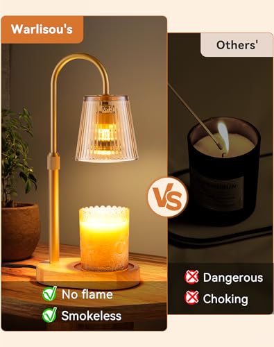 Adjustable Candle Warmer Lamp with Timer - Electric Light Wax Warming Dimmable Flameless Top Melter Heater Melting Heating...
