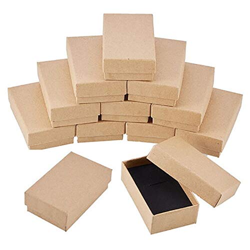 Luejnbogty 24PCS Kraft Paper Gift Box Small Kraft Paper Jewelry Box Handmade Cardboard Packing Gift Box Wedding Decorations