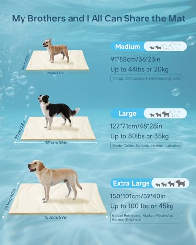 Babygreat Dog Cooling Mat, 59" x 40" Reversible Self-Cooling Mat for Medium Dogs, Arc-Chill Cool Pad for Dogs and Cats Was...