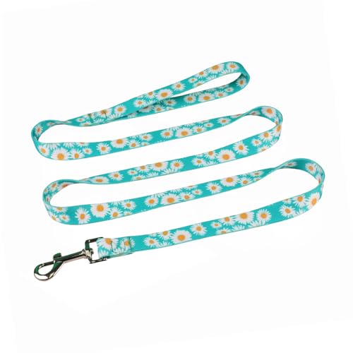Olahibi Harness and Leash Set, Floral Pattern, 5ft Matching Leash, No Pull, Easy Wear for Small Dogs.(S, Green Daisy)