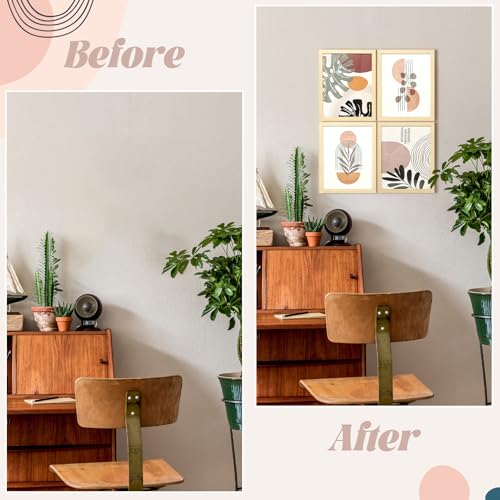 Art3d Framed Boho Wall Art Set of 4 for Wood Aesthetic Wall Decor for Living room Kitchen Hallway Bedroom, Neutral Botanic...