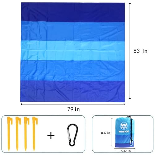 WIWIGO Beach Blanket Waterproof Sandproof Beach Mat 79" X 83"/10'x9'for 2-8 Adults Quick Drying Outdoor Picnic Mat Beach A...