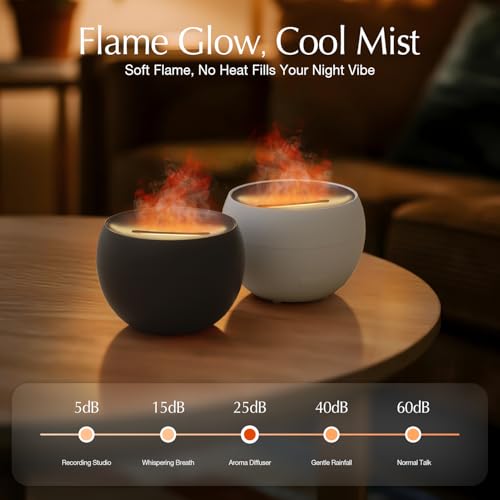 SALKING 2 Pack Flame Essential Oil Diffusers for Home, 150ml Fire Ultrasonic Diffusers for Essential Oils, Aromatherapy Di...