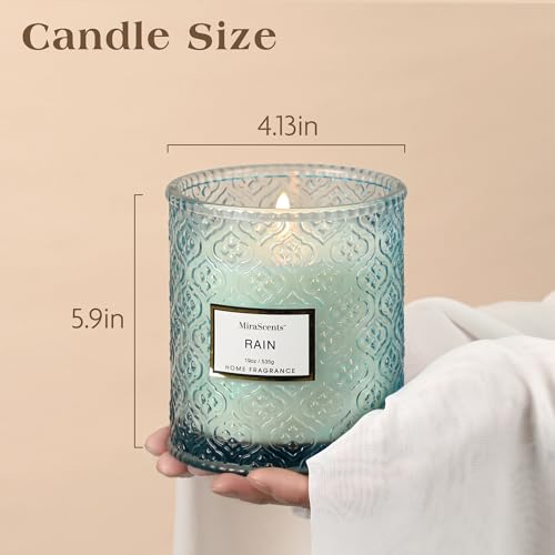 Rain Summer Scented Candles, 19oz Aromatherapy Candles Gifts for Women, Blue Luxury Large Decorative Candles in Glass, Nat...