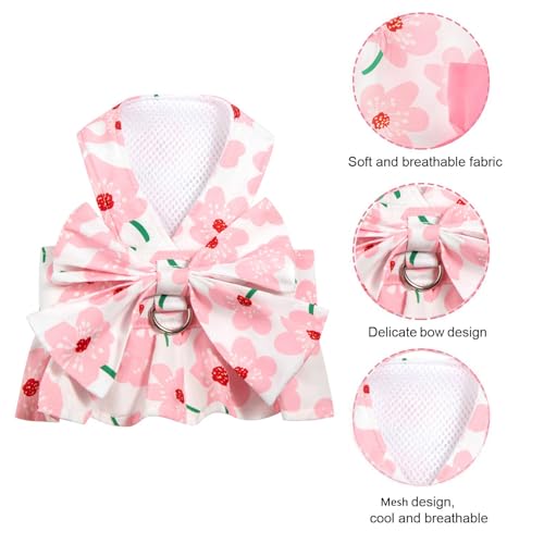 Qiansail Cute Dog Dress, Dogs Summer Dresses Female Bowknot Harness Leash Set Puppy Clothes Cat Princess Accessories for H...