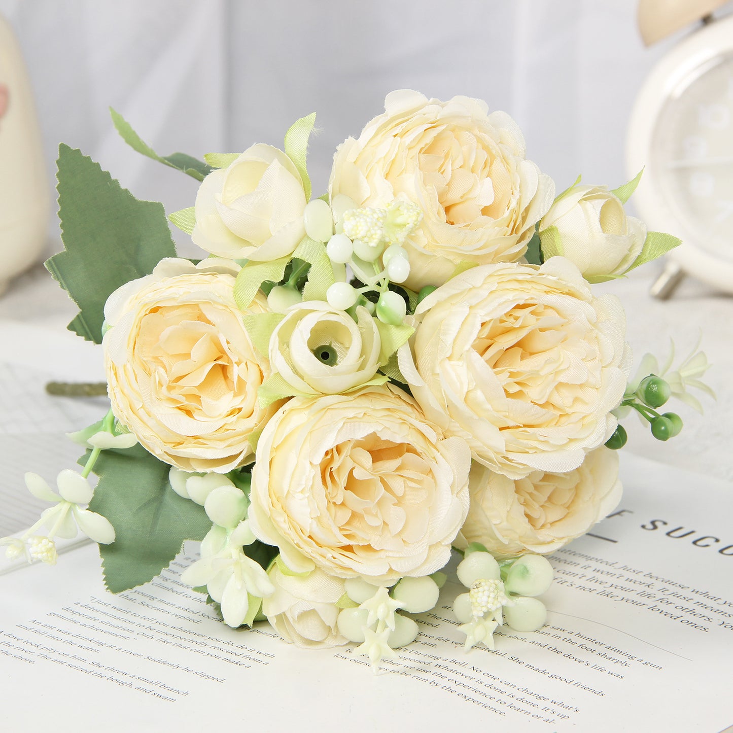 Home Wedding Rose Bouquet Made Of Silk Flowers