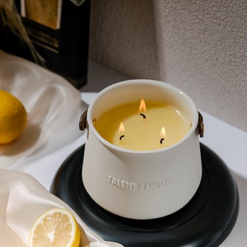 Candles for Home Scented - Scandinavian Style 3 Wick Candle - Long-Lasting Ceramic Candle Jar - Soy Candles Non Toxic with...