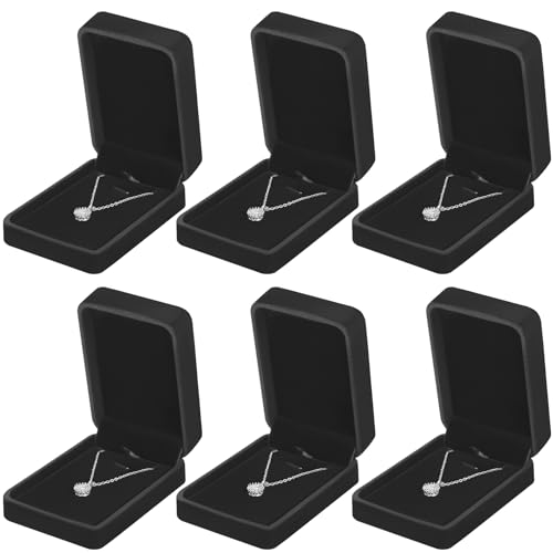 KUKUVR 6 Pieces Classic Velvet Necklace Pendant Box for Jewelry Gift, Small Jewellry Storage Display Case for Wedding Enga...