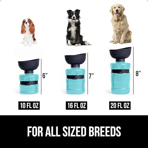 GORILLA GRIP Dog Water Bottle, Portable Water Bowl Dispenser for Dogs, 20 oz Leak Proof Pet Travel Squeeze Bottles Food Gr...
