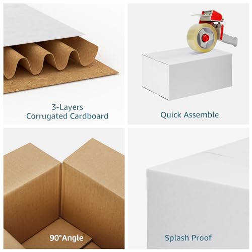 SPEPLA Shipping Boxes 9x6x4 Set of 6, White Corrugated Cardboard Box for Mailing Business Packaging