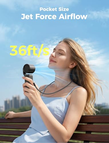 Aecooly Portable Handheld Fan, 3 IN 1 Steady Hands Free Powerful Fan, 15000 RPM Jet Force Turbo Airflow, 15H Max Cooling T...