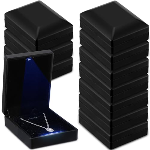 Landical 10 Pcs Pendant Necklace Box with LED Light Velvet Necklace Case for Pendant Bracelet Ring Earring, Jewelry Storag...