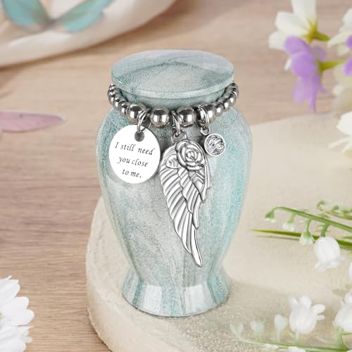 Dletay Small Urns for Human Ashes Keepsake with Box 2.85 Inch Memorial Mini Cremation Urn for Women Men Aluminum Decorativ...