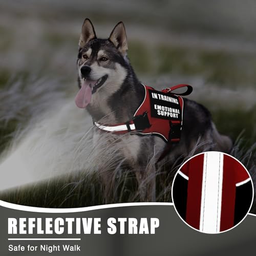 MOOGROU Service Dog Vest Harness+ID Tag+10 Patches,Metal Serivce Dog Tag&Reflective Emotional Support Dog Vest with Handle...