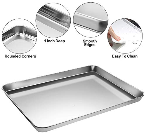 Stainless Steel Baking Sheet Tray Cooling Rack with Silicone Baking Mat Set, Cookie Pan with Cooling Rack, Set of 9 (3 She...