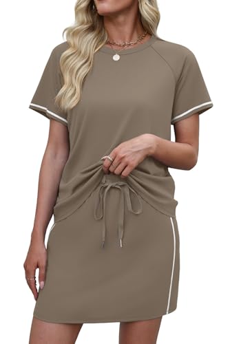 Sampeel 2 Piece Sets for Women Skirt Sets Summer Outfits Womens Clothing Set Travel Workout Skort Sets
