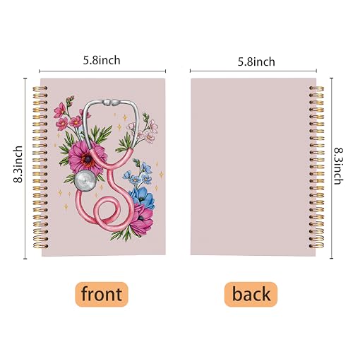 WNAGT Floral Stethoscope Nurse Spiral Notebook Journal 5.5x8.3, Nurse Appreciation Gifts for Women, Nursing Medical Office...