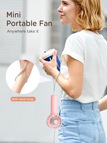 EasyAcc Mini Portable Fan Handheld, Lash Fan [12H Max Cooling Time] 3 Speed USB C Rechargeable Battery Pocket Personal Mak...