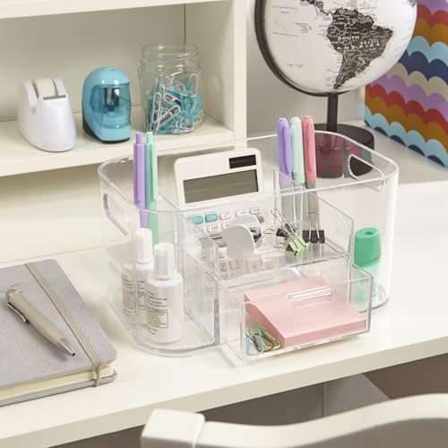 STORi Bliss Clear Makeup Organizer for Countertop, Divided Bathroom Organizer & Storage Drawer, Makeup Brush Holder, Cosme...
