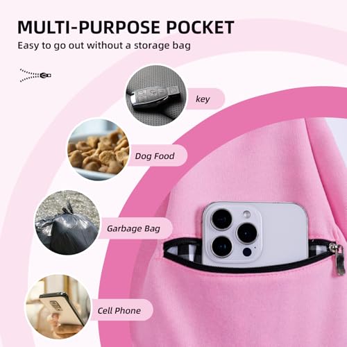 Adjustable Dog Carrier Sling - Hand-Free Dog Carriers for Small Dogs and Cats, Puppy Sling Carrier with Zipper Purse Pocke...