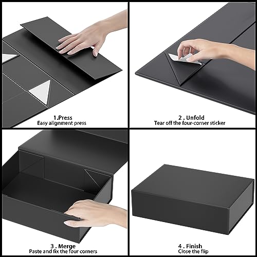 Black Gift Box 11.9" x 8.5" x 3.3" with Magnetic Closure Lid Gifts Boxe for Presents,Bridesmaid Gift Boxes,Cute Box,Birthd...