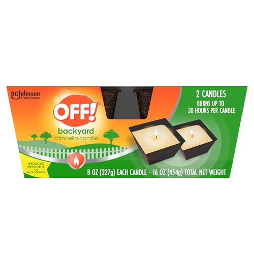 OFF! Backyard Citronella Scented Candle, Ambiance Enhancing Centerpiece, Burns for up to 25 Hours, 16 oz ( Pack of 2)