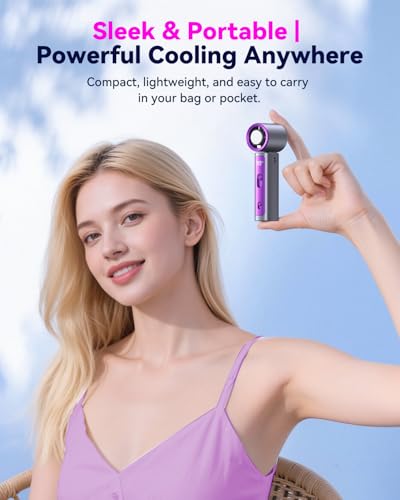 DRORION Portable Mini Fan with Ice Cooling Function, 199 Speed Adjustable Handheld Fan, Rechargeable Personal Fan with Dig...