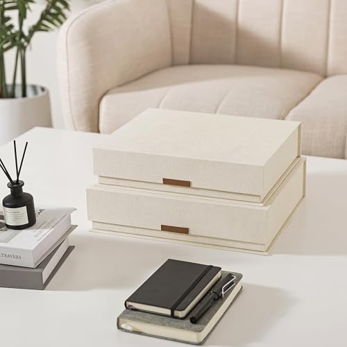 Soul & Lane Letter Storage Box Set of 2 – Magnetic Closure Organizer for Letters, Decorative Photo Storage Case with Keeps...