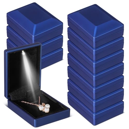Landical 10 Pcs Pendant Necklace Box with LED Light Velvet Necklace Case for Pendant Bracelet Ring Earring, Jewelry Storag...