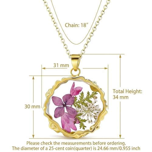 Elondra Birth Flower Necklace,1-12 Birth Month Flower Handmade Pendant Necklaces for Women Personalized Custom Floral Jewe...