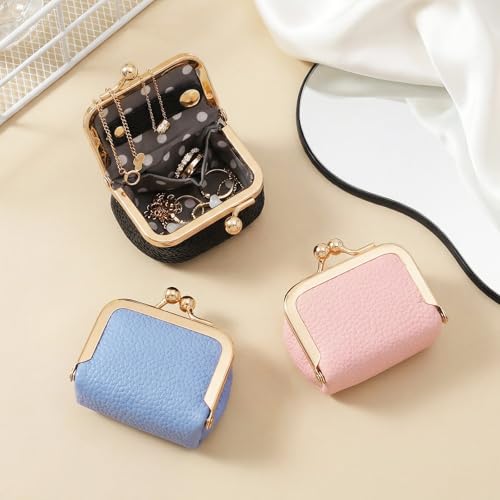 Sdfvsdg Genuine Leather Mini Jewelry Box Portable Vintage-Inspired Leather Small Coin Purse Jewelry Organizer Case Mini Tr...