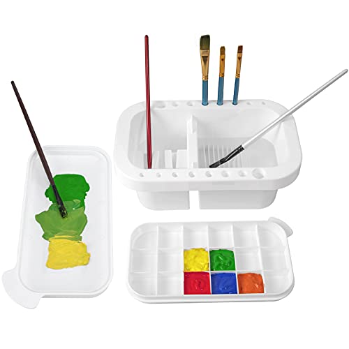 MyLifeUNIT Paint Brush Cleaner, Paint Brush Holder and Organizers with Palette for Acrylic, Watercolor, and Water-Based Pa...