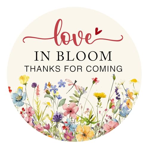 120 x Love in Bloom Wedding Stickers, Round Floral Labels, Bridal Shower Favor Stickers, Wedding Return Gift Stickers for ...
