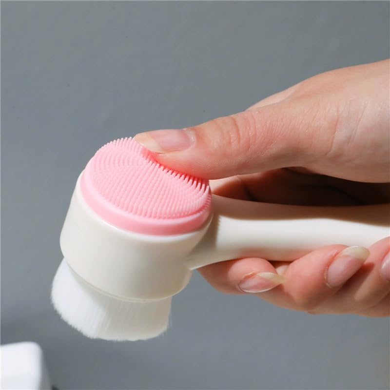 Face-Contour-Brushes Double-Headed Facial Cleansing Brush Soft Hair Silicone Cleanser for Home Use Manual Scrub Deep Clean...