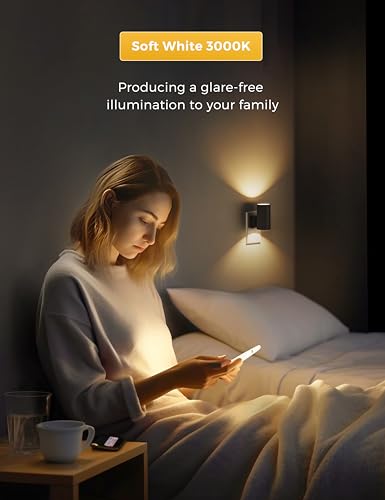 L LOHAS LED Night Light Plug in, Modern Night Lights Plug into Wall, Dusk to Dawn Sensor, Soft White 3000K, 0-100LM Adjust...