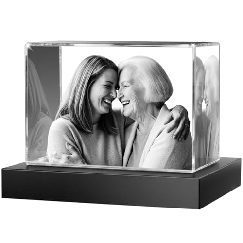 3D Crystal Photo Personalized Landscape - Custom Laser Engraved Crystal Picture Gift for Mom Wife Her, Mother's Day Birthd...