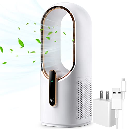 KONSIDEN Desk Fan Bladeless, 11.8 Inch Office Fan Small, Quiet, 3 Speed Adjustment, Touch Control, Easy to Clean, Desk Fan...