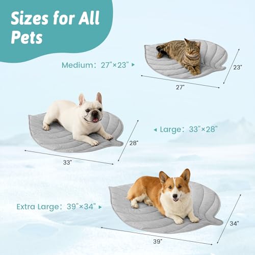 COZY KISS Dog Cooling Mat, Q-Max > 0.4 Leaf Shaped Pet Pad, Liquid Pee Proof Summer Mat for Cats, Washable Sleep Blanket f...